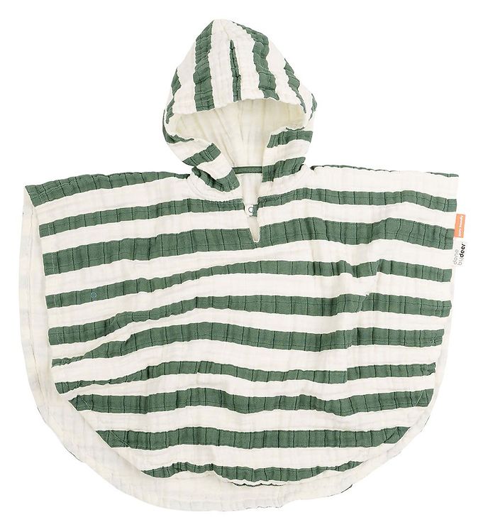 #3 - Done by Deer Bade Poncho GOTS Stripes Green