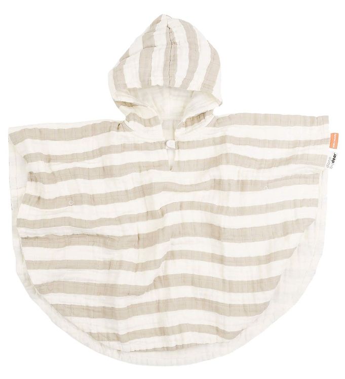 #2 - Done by Deer Bade Poncho GOTS Stripes Sand