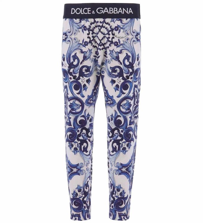 Dolce & Gabbana Leggings - Blu Mediterraneo Hvid m. Blå female