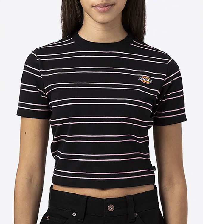 15: Dickies T-shirt - Cropped - Westover - Sort/Rosastsribet