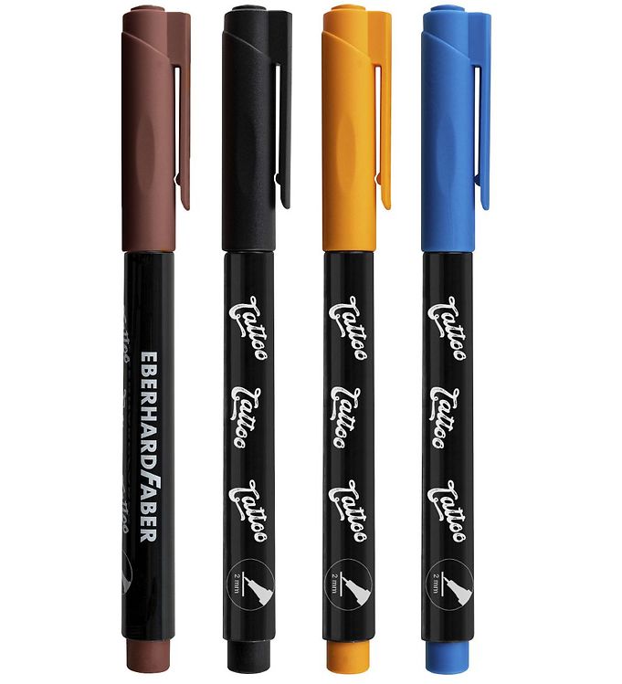 Image of Faber-Castell Tattoo Tusch m. Skabeloner - Beach - 4 Farver - OneSize - Eberhard Faber Tusch (266298-3462439)