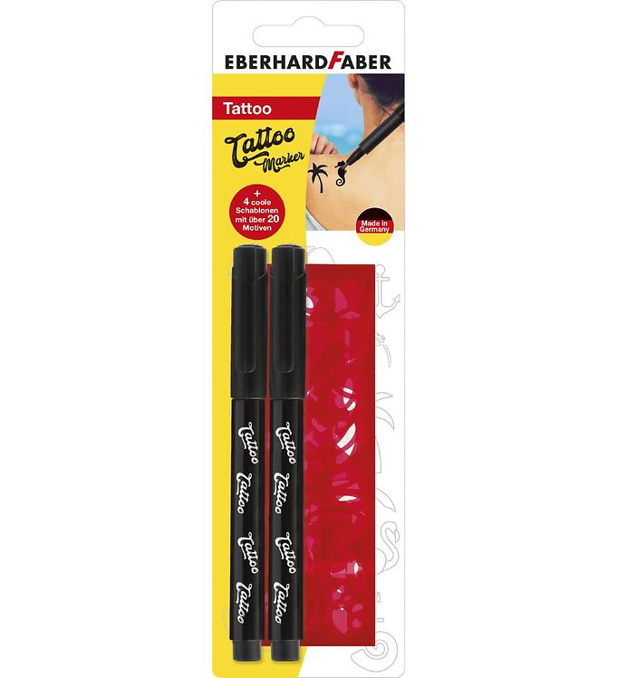 Eberhard Faber Tattoo Tusch m. Skabeloner - 2 stk - Sort