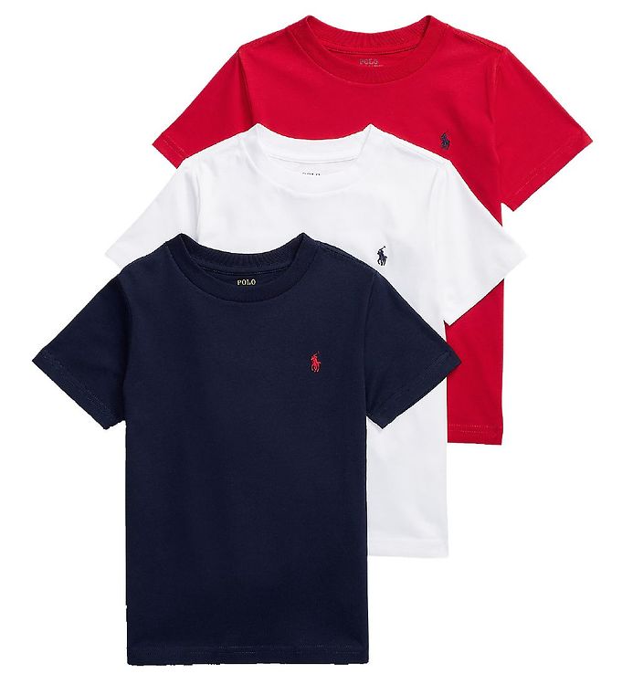 Polo Ralph Lauren T-Shirt - 3-pak - Classics II - Navy/Rød/Hvid