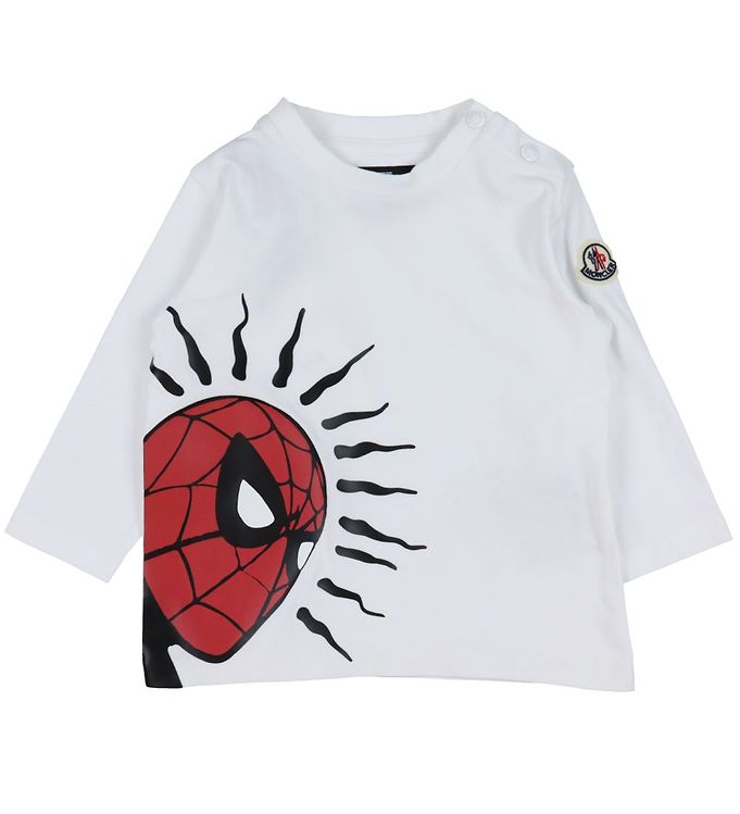Image of Moncler x Spider-Man Bluse - Hvid m. Spiderman - 6-9 mdr - Moncler Bluse (268250-3495567)