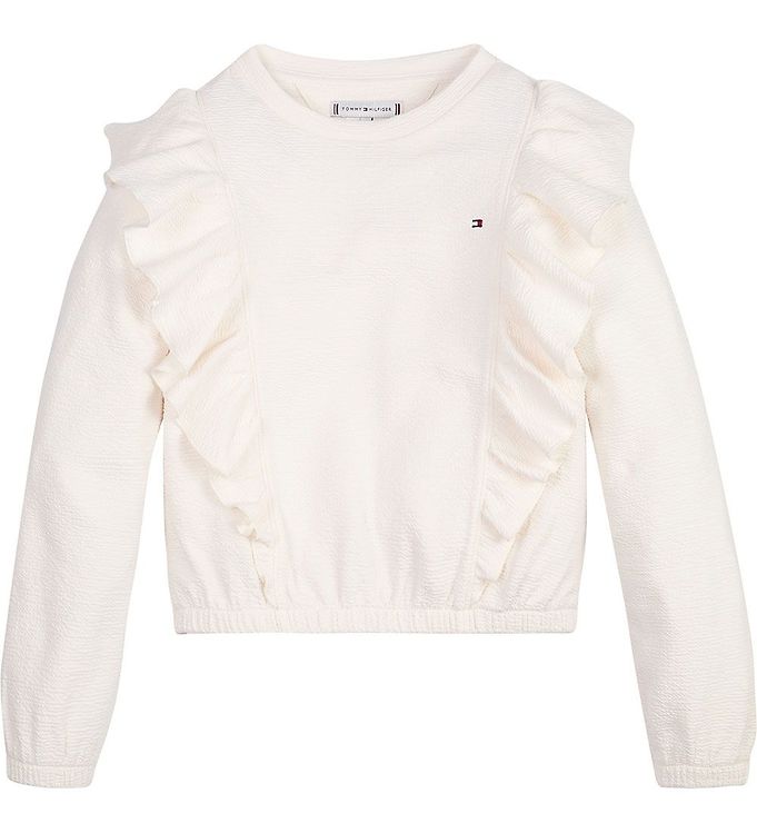 Tommy Hilfiger Bluse  Textured Ruffle  Ancient White