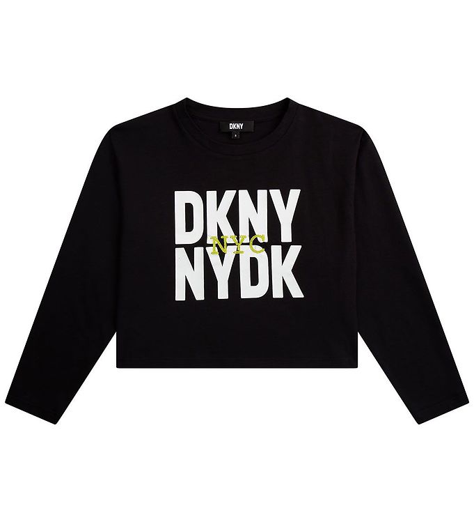 DKNY Bluse - Croped - Sort m. Hvid