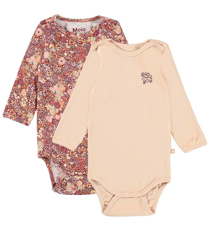 Image of Molo Bodyer l/æ - Foss - 2-pak - Fluffy Bloom - 1 år (80) - Molo Body L/Æ (269229-3513347)