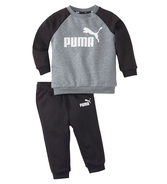 8: Puma Sweatsæt - Ess Raglan - Gråmeleret/Sort