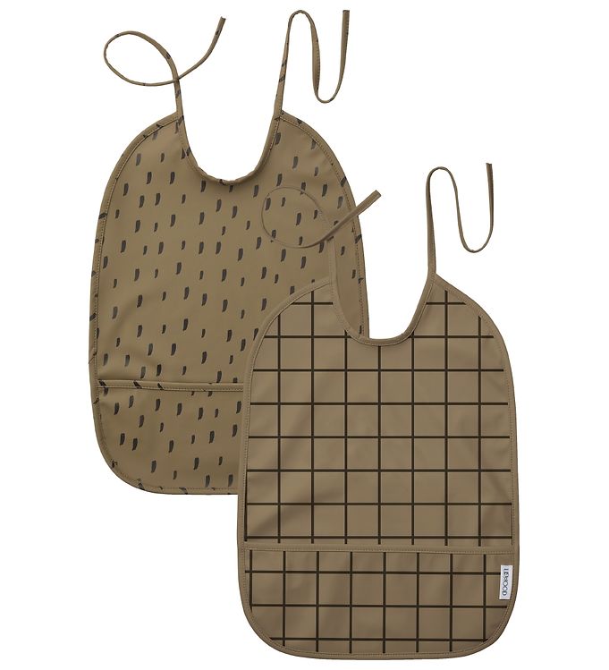 Liewood 2-pak hagesmæk, check graphic stroke/khaki