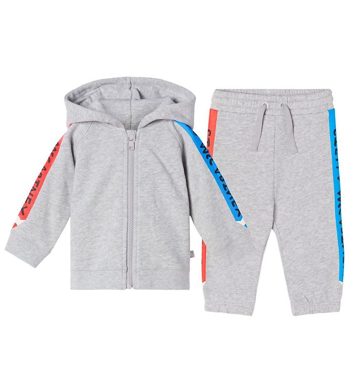 Stella McCartney Kids Sweatsæt - Gråmeleret m. Rød/Blå Blyant