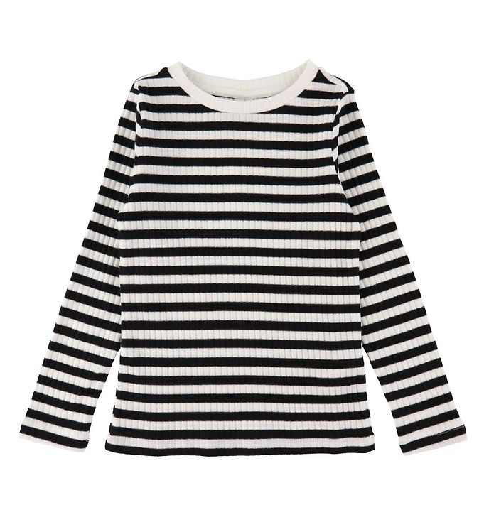 Image of Little Pieces Bluse - Noos - Rib - LpElly - Sort/Bright White - 9-10 år (134-140) - Little Pieces Bluse (242850-2390715)