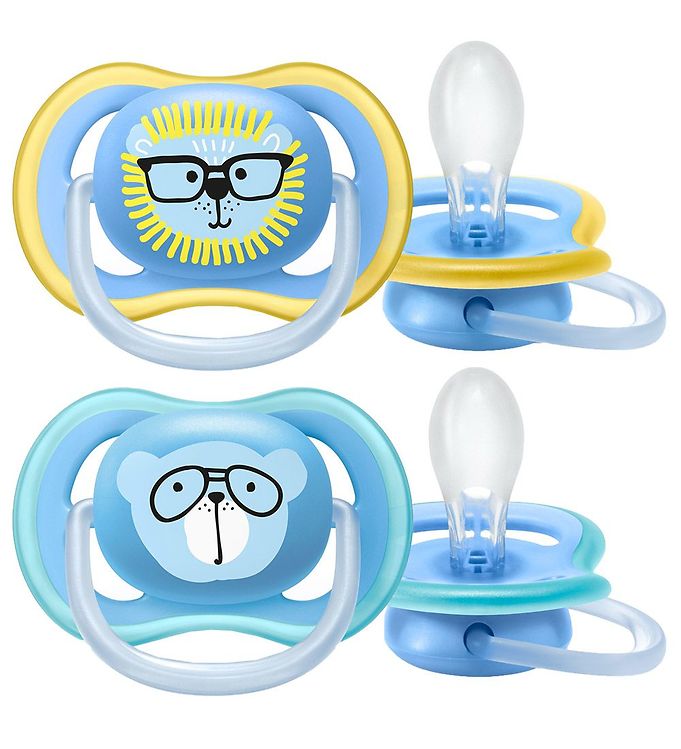 Philips Avent Sutter - 2-pak - Ultra Air - Blå/Gul m. Print
