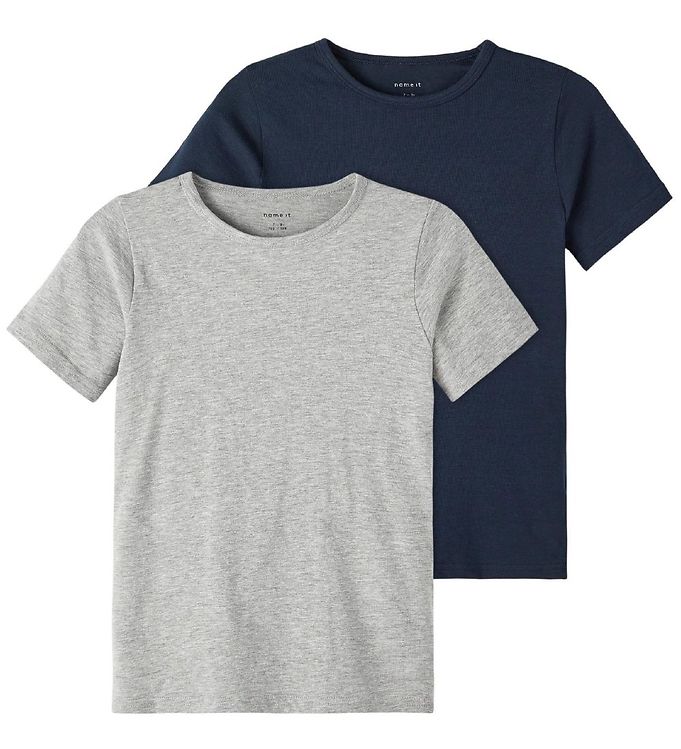 Image of Name It T-shirt - Noos - NkmT-shirt - 2-pak - Dark Sapphire & Gr - 11-12 år (146-152) - Name It T-Shirt (264334-3427834)
