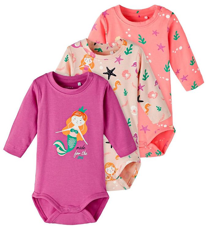 Image of Name It Bodyer l/æ - NbfOcean - 3-pak - Peach Whip - 1 år (80) - Name It Body L/Æ (262090-3345476)
