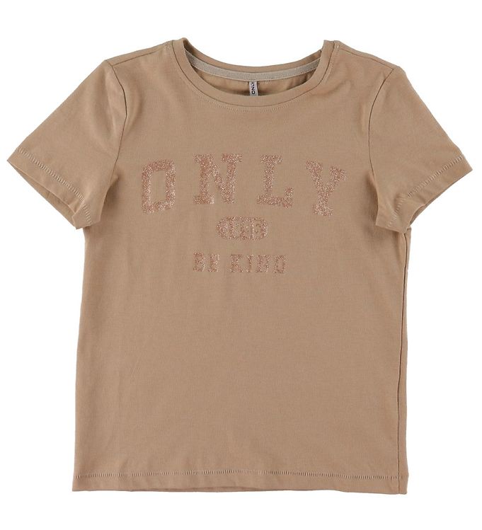 Kids Only T-shirt - KogWendy - Humus m. Guld