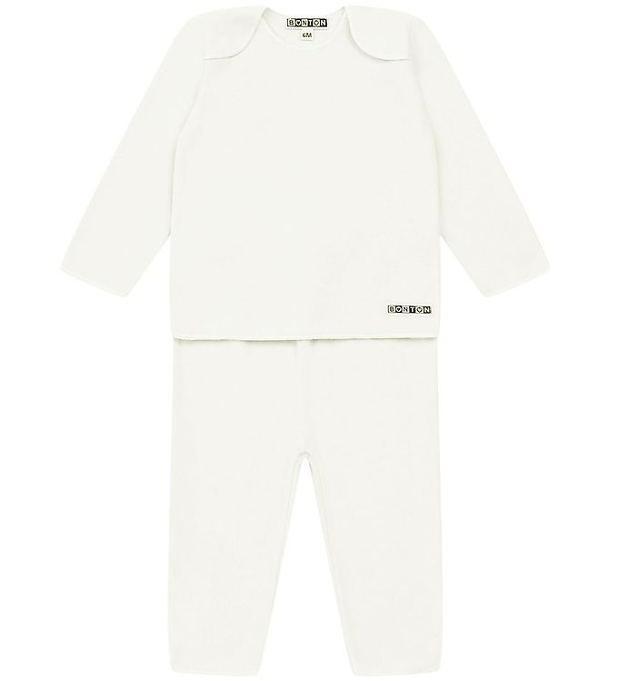 6: Bonton Sæt - Bluse/Bukser - Fleece - Creme