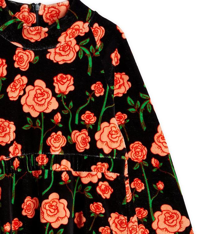 Mini Rodini Kjole Roses Velour - Black » Fri fragt i DK