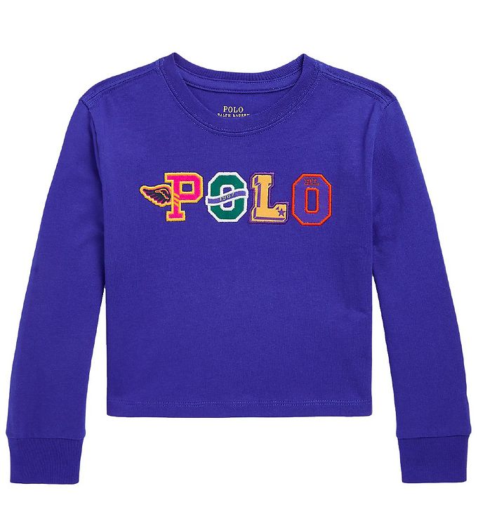 Polo Ralph Lauren Bluse - Cropped - Blå m. Tekst