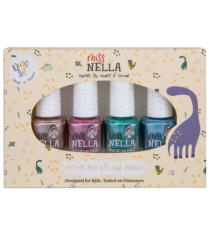 Miss Nella 4-pak neglelak til børn, dino set