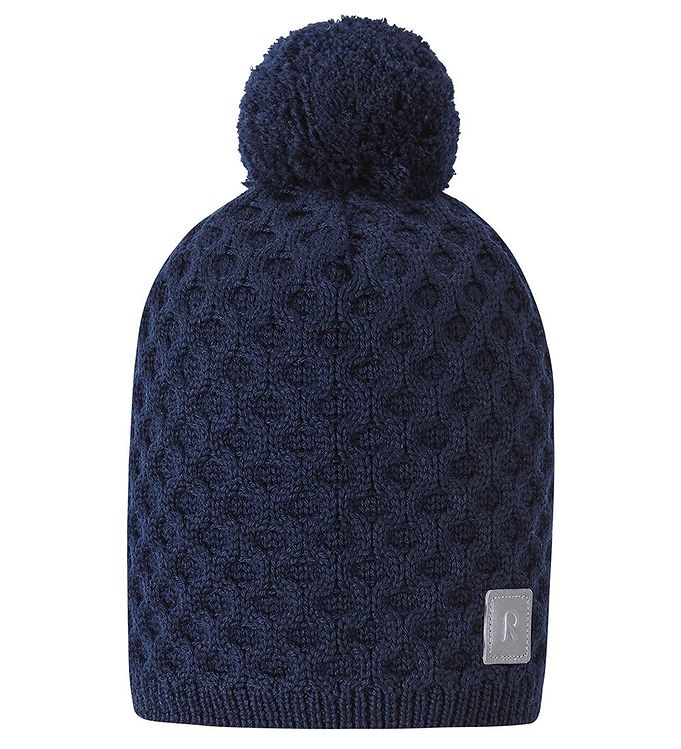 #2 - Reima Hue m. Fleece - Uld/Polyester - Nyksund - Navy m. Pompon