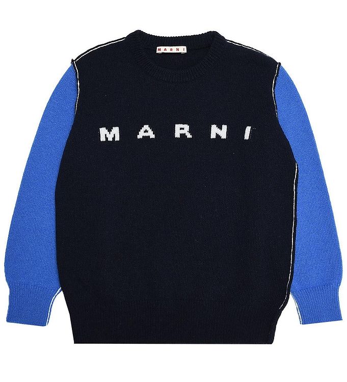 Image of Marni Bluse - Uld - Navy/Blå m. Hvid - 10 år (140) - Marni Bluse (276822-3771295)