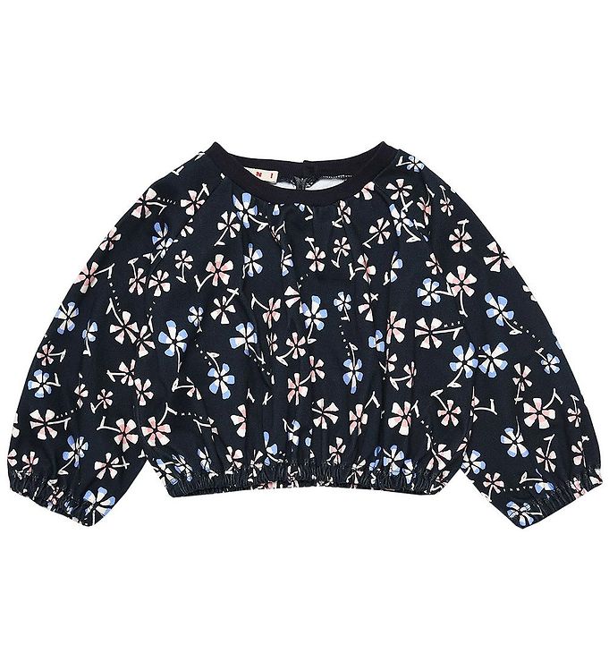 Image of Marni Bluse - Navy m. Blomster - 1 år (80) - Marni Bluse (276826-3771333)