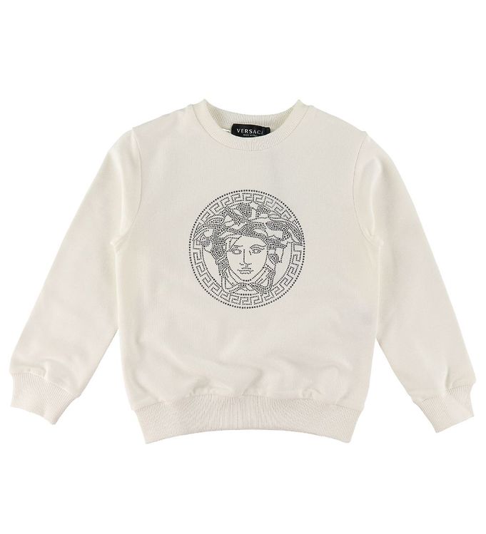 4: Versace Sweatshirt - Hvid m. Logo/Krystaller
