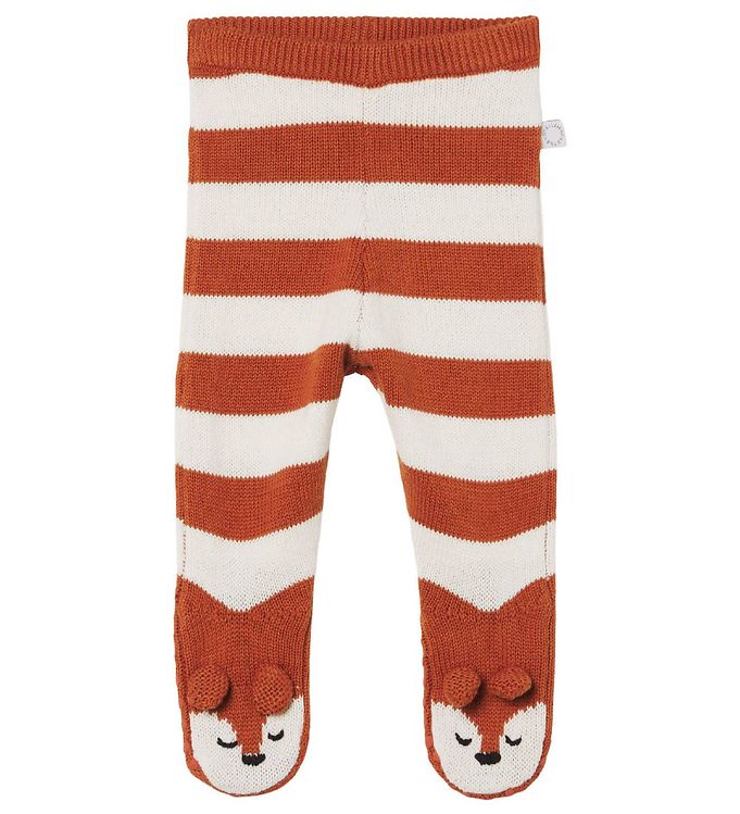 5: Stella McCartney Kids Leggings m/f - Strik - Hvid/Brunstribet m.