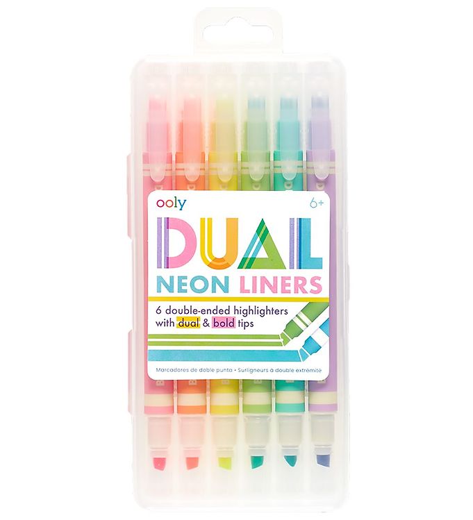 12: Ooly Overstregningstuscher - 6 Stk - Dual Liner Neon Highlighter