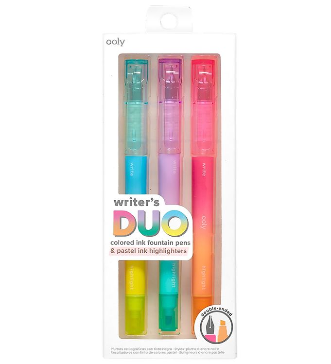 Image of Ooly Dobbeltsidet Tuscher - 3 Stk - 2 In 1 Fountain Pens + Highl - OneSize - Ooly Tusch (280893-3962235)
