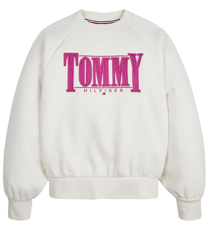 6: Tommy Hilfiger Sweatshirt - Tommy Sateen Logo - Ivory Petal