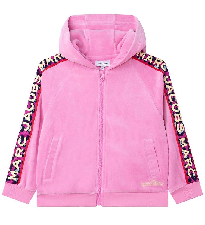 Image of Little Marc Jacobs Cardigan - Velour - Pink m. Logostribe - 4 år (104) - Little Marc Jacobs Cardigan (282152-4001065)
