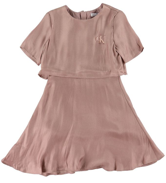 Calvin Klein Kjole - Metallic Shine Dress - Dark Blush