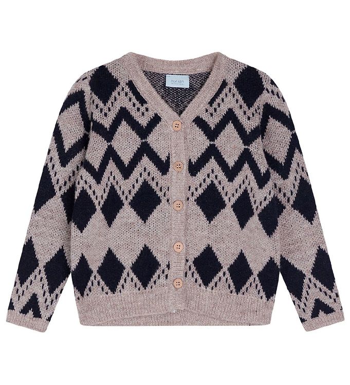 Noa Noa Miniature Cardigan Uld Polyester Nohr Brown Blue