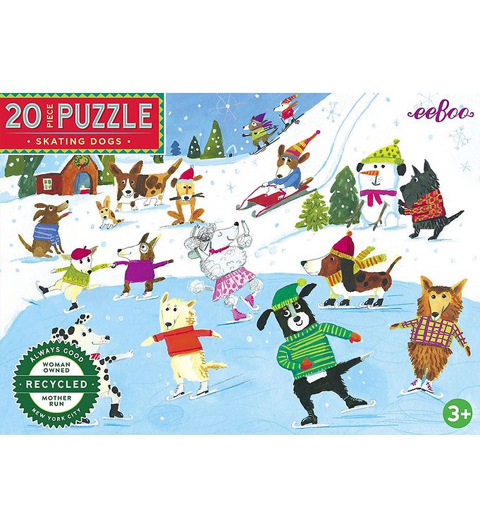 Eeboo Puslespil - 20 Brikker - 28x38 cm - Skating Dogs