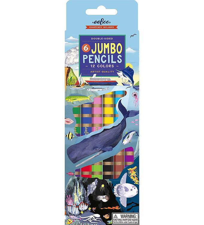 12: Eeboo Farveblyanter - Jumbo - 6 Stk. - Under The Sea