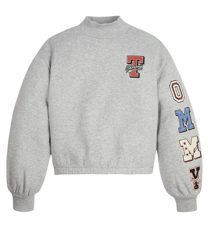 4: Tommy Hilfiger Sweatshirt - Tommy Badge Mock - Light Grey Heathe