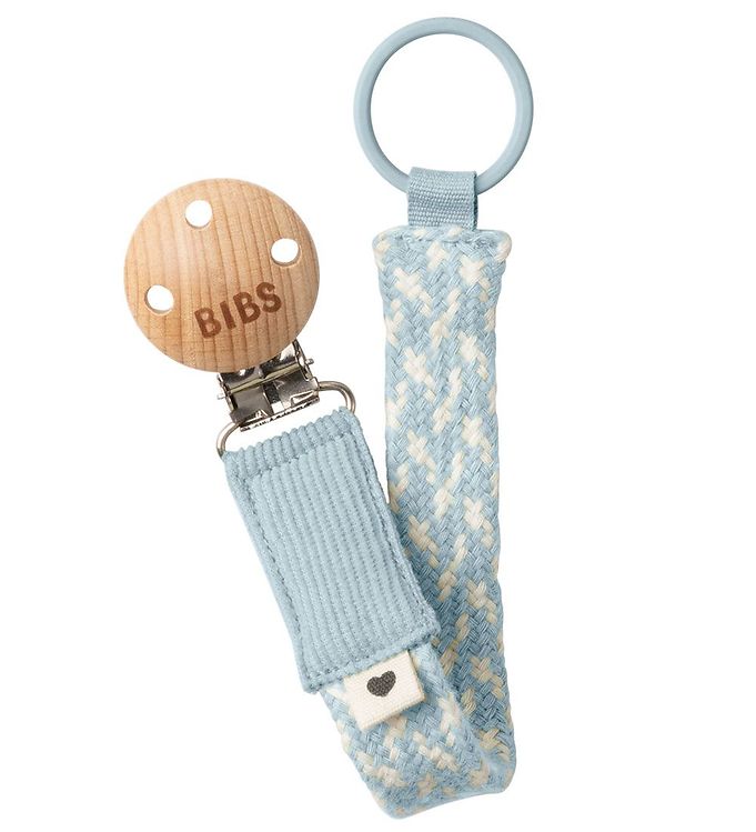 BIBS Pacifier Braid - Baby Blue/Ivory