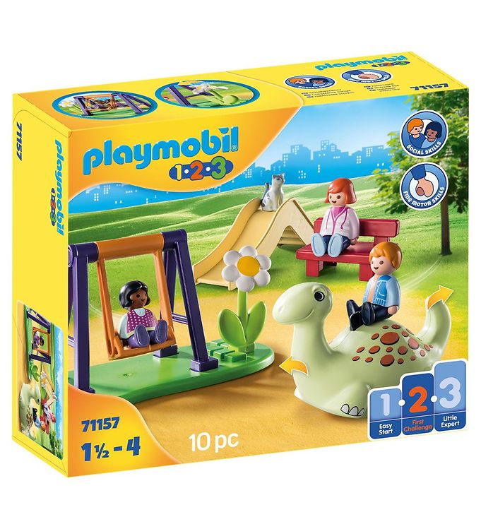 Image of Playmobil 1.2.3 - Legeplads - 71157 - 10 Dele - OneSize - Playmobil Legetøj (284079-4035752)