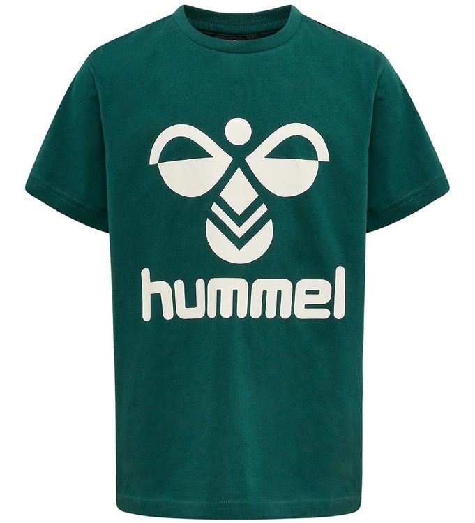 Image of Hummel T-Shirt - hmlTres T-Shirt s/s - Deep Teal m. Logo - 10 år (140) - Hummel T-Shirt (285332-4055385)