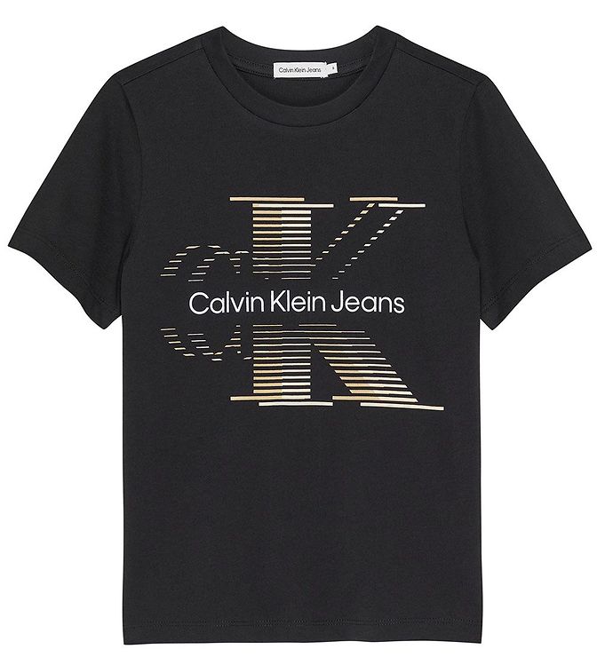 Image of Calvin Klein T-Shirt - Lined Monogram T-Shirt - Sort - 10 år (140) - Calvin Klein T-Shirt (285956-4067573)