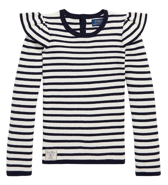 Polo Ralph Lauren Bluse - Strik - SBTS II - Hvid/Navystribet