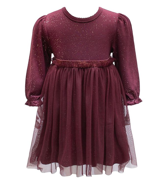 Image of Little Wonders Kjolebody m. Tyl - Carrie - Burgundy Glitter (286249-4073770)