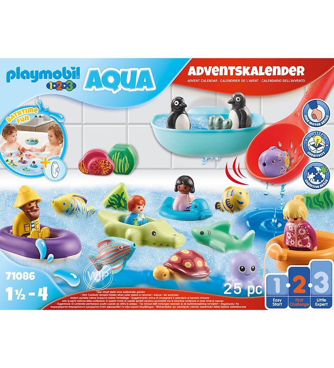 Image of Playmobil 1.2.3 Aqua Julekalender - Bathtime Fun - 71086 - 25 De - OneSize - Playmobil Badelegetøj (284597-4044303)