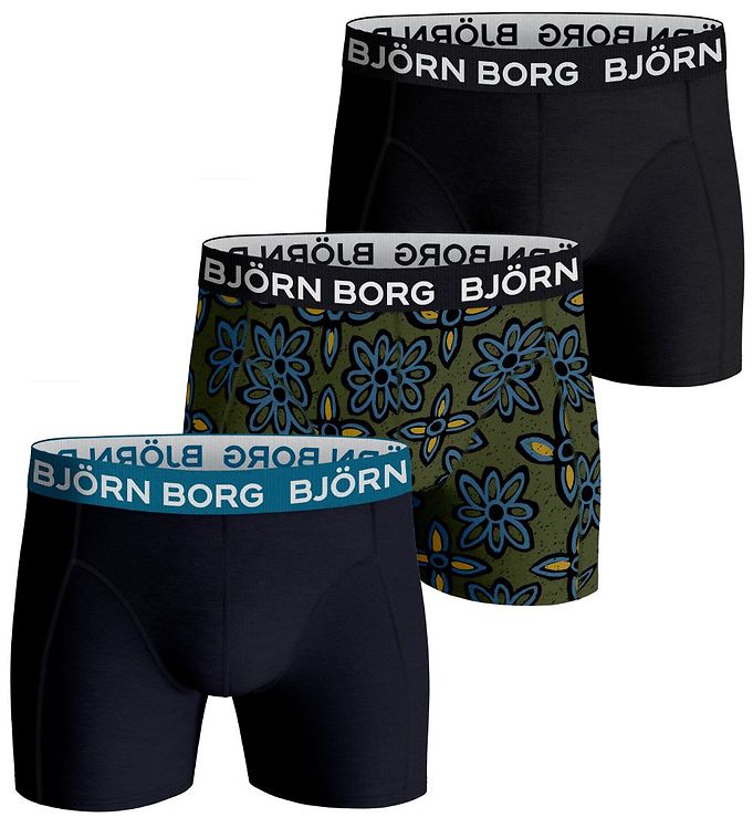 Image of Björn Borg Boxershorts - 3-Pak - Grøn/Blå/Sort - 7-8 år (122-128) - Björn Borg Boxershorts (285743-4062891)