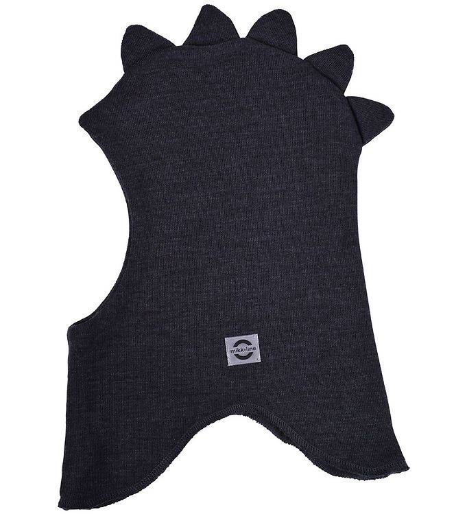 4: Mikk-Line Elefanthue m. Dinotakker - Uld - 2-lags - Dark Grey Me