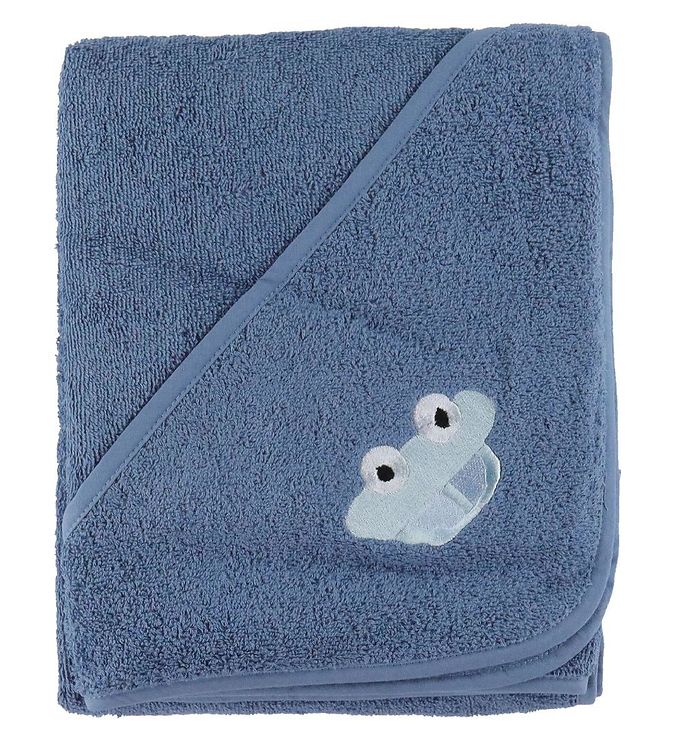 Nørgaard Madsens Babyhåndklæde – 100×100 cm – Denim Blue m. Bil