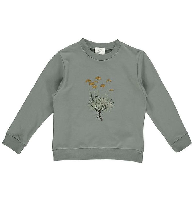 Image of Gro Sweatshirt - Vind - Grey Green m. Broderi - 10-11 år (140-146) - Gro Sweatshirt (223423-1101165)