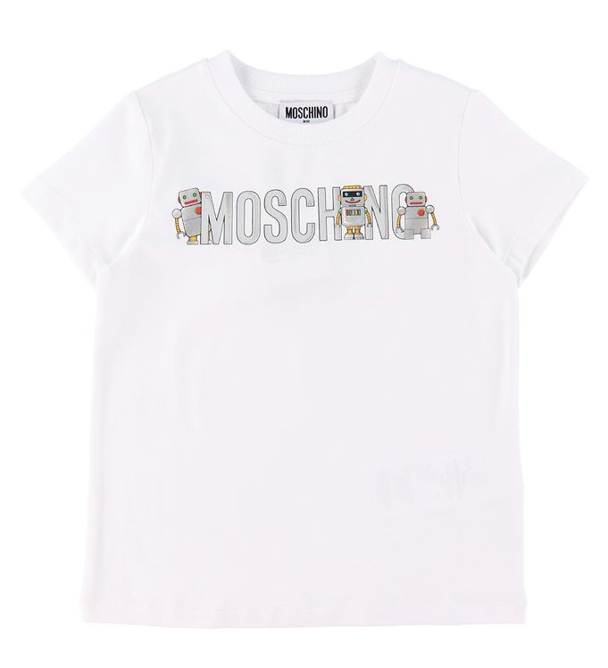 Billede af Moschino T-Shirt - Optical White m. Sølv/Robotter