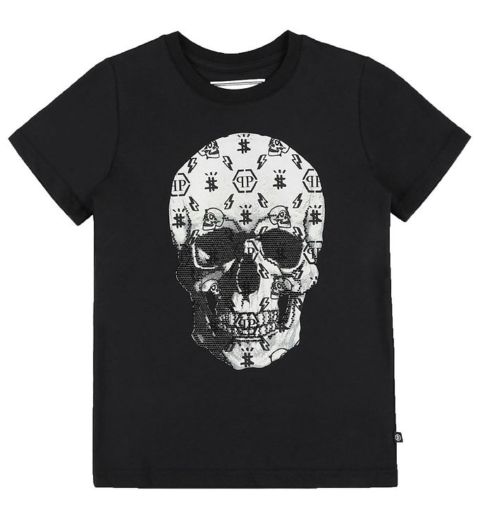 12: Philipp Plein T-Shirt - Stones Skull - Sort m. Hvid/Similisten